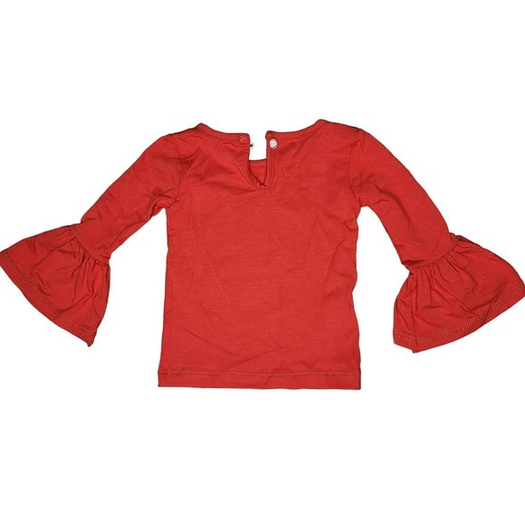 Persnickety NWT floral red bell sleeve long sleeve shirt flowers SZ 3-6 months - Picture 2 of 4
